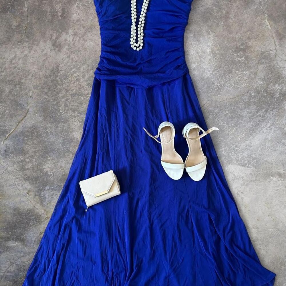 Blue Y2K Strapless Maxi Dress